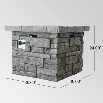 Angeles Outdoor Square Fire Pit - Gray - Christopher Knight Home