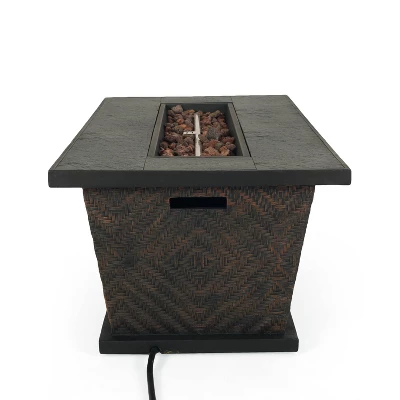 Meyer Outdoor 50000 BTU Light Weight Concrete Rectangular Fire Pit Brown - Christopher Knight Home