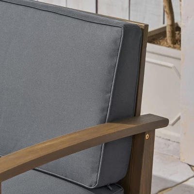 Perla 9pc Acacia Wood Sofa Conversational Set Gray/Dark Gray - Christopher Knight Home