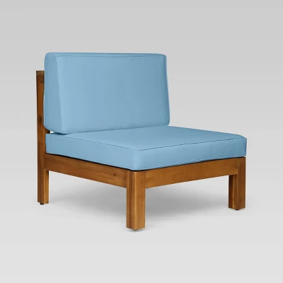 Brava 5pc Acacia Sectional Sofa Set - Teak/Blue - Christopher Knight Home