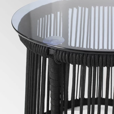 Moonstone Rope Weave Modern Side Table - Black - Christopher Knight Home