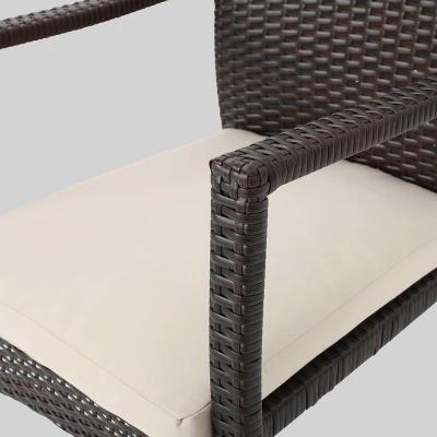 Geelong 7pc Acacia Wood & Wicker Patio Dining Set - Brown - Christopher Knight Home