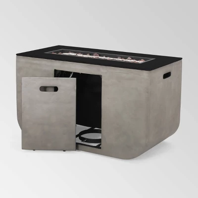Adio Rectangular 40" Light Weight Concrete Gas Fire Pit Light Gray - Christopher Knight Home