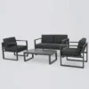 Navan 12pc Aluminum Sectional Sofa Seating Set Black/Dark Gray - Christopher Knight Home