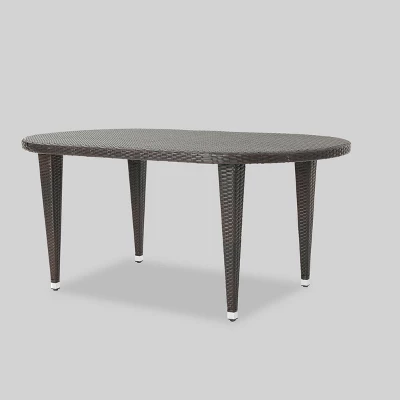 Carter 7pc Wicker Patio Dining Set - Brown/Creme- Christopher Knight Home