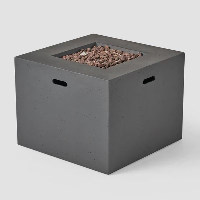 Maxwell 5pc Wicker Club Chair and Square Fire Pit Set - Mixed Black/Dark Gray - Christopher Knight Home