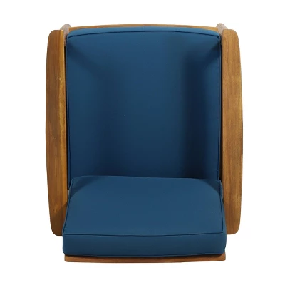 Willowbrook 2pc Acacia Wood Club Chairs - Teak/Dark Teal - Christopher Knight Home