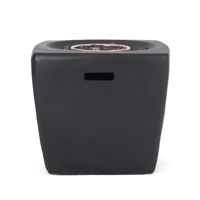 Holmwood Outdoor 40000 BTU Light Weight Concrete Square Fire Pit Dark Gray - Christopher Knight Home