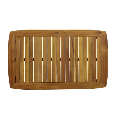 Willowbrook Patio Acacia Wood 4 Seater Chat Set with Coffee Table - Teak/Dark Teal - Christopher Knight Home