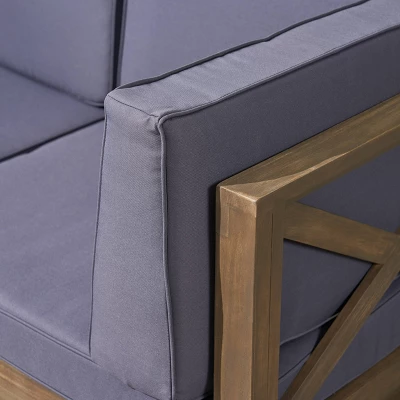 Comores 12pc Acacia U-Shaped Sectional Sofa Set with Fire Pit - Gray/Dark Gray - Christopher Knight Home