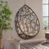 Cayuse Wicker Tear Drop Hanging Chair - Brown/Tan - Christopher Knight Home