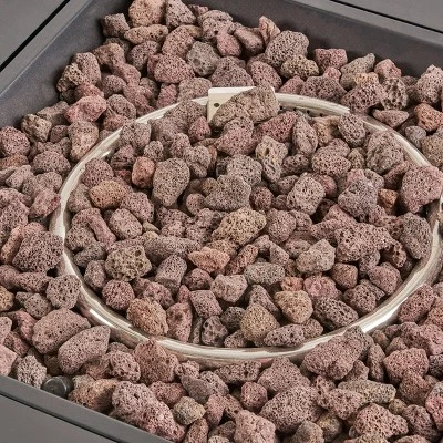 7pc Brava Acacia Patio Sectional Sofa Set with Fire Pit Gray - Christopher Knight Home