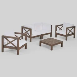 Brava 5pc Acacia Wood Patio Conversation Set - Christopher Knight Home