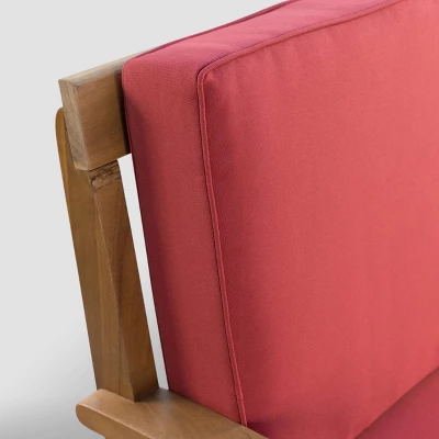 Peyton 2pc Acacia Wood Loveseat and Coffee Table Set - Teak/Red - Christopher Knight Home