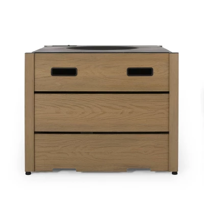 Archie Outdoor Square Fire Pit - Brown - Christopher Knight Home