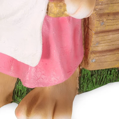 Christopher Knight Home 22" Wide Wallen Concrete Outdoor Novelty Rabbit Planter Pink/Brown