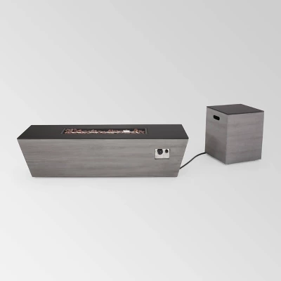 Amata 5pc Aluminum Chat Set with Fire Pit and Tank Holder - Silver/Khaki/Dark Gray - Christopher Knight Home