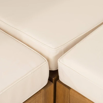 2pk Oana Outdoor Acacia Wood Left Arm Loveseat & Coffee Table with Cushion Teak/Beige - Christopher Knight Home