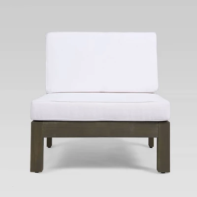 Brava 4pc Acacia Modular Sofa and Table Set - Gray/White - Christopher Knight Home