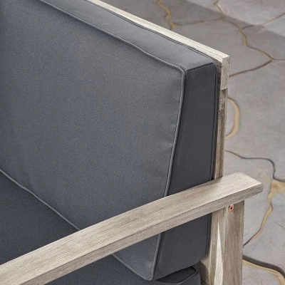 Perla 4pc Acacia Wood Sectional Sofa Light Gray/Dark Gray - Christopher Knight Home