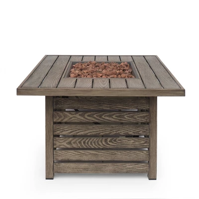 Elberton Outdoor Square Fire Pit - Brown - Christopher Knight Home