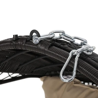 Greystone Indoor/Outdoor Wicker Hanging Chair with 8' Chain - Brown/Tan - Christopher Knight Home