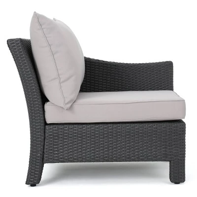 Antibes 6pc Wicker V-Shaped Sectional Sofa Set Gray/Silver - Christopher Knight Home