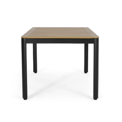 Doheny Rectangular Outdoor Aluminum Dining Table Natural/Black - Christopher Knight Home