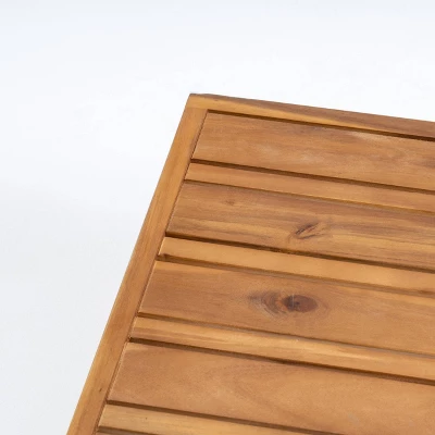 2pk Oana Outdoor Acacia Wood Right Arm Loveseat & Coffee Table Set with Cushions Teak/Beige - Christopher Knight Home