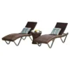San Marco 3pc Wicker Patio Chaise Lounge Set - Multi Brown - Christopher Knight Home