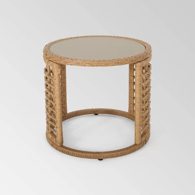 Perkins 3pc Wicker Modern Boho Chat Set - Light Brown - Christopher Knight Home