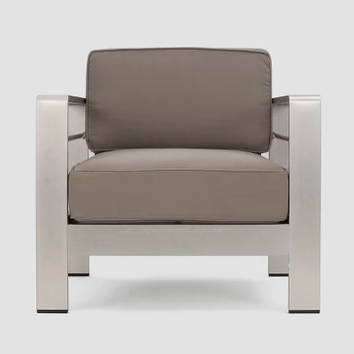 Cape Coral 4pc Metal Conversation and Gas Fire Table Set - Khaki/Brown/Black - Christopher Knight Home