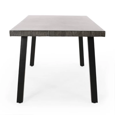 Pointe Outdoor Modern Industrial Aluminum Rectangle Dining Table - Gray/Matte Black - Christopher Knight Home