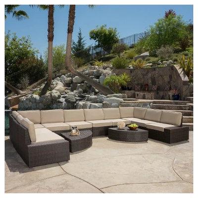 Santa Cruz 12pc Wicker Sofa Set with Cushions - Christopher Knight Home