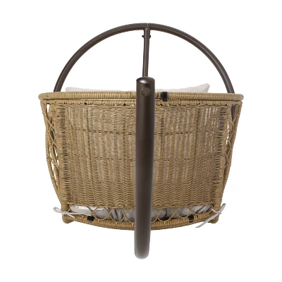 Malia Outdoor Wicker Hanging Chair with Stand Brown/Beige - Christopher Knight Home