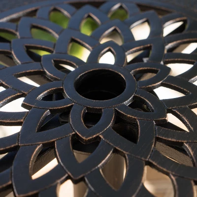 Hannah Round Cast Aluminum Bar Table - Shiny Copper - Christopher Knight Home