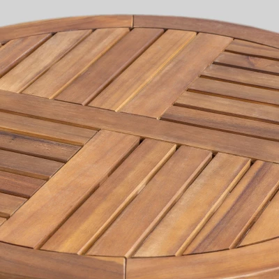 Lindy 3pc Acacia Wood and Wicker Bistro Set - Teak/Cream - Christopher Knight Home