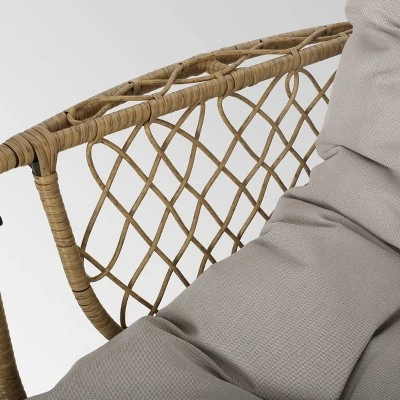 Malia Outdoor Wicker Hanging Chair (Stand Not Included) Brown/Beige - Christopher Knight Home