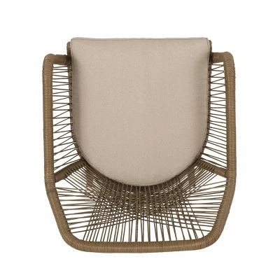 2pk Russel Outdoor Wicker Dining Chairs with Cushions Light Brown/Beige - Christopher Knight Home
