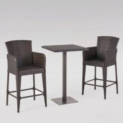 Leo 3pc Wicker Square Bar Set Multibrown - Christopher Knight Home