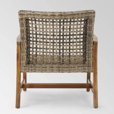 Hampton 4pk Wicker Mid-Century Club Chairs - Natural/Gray - Christopher Knight Home