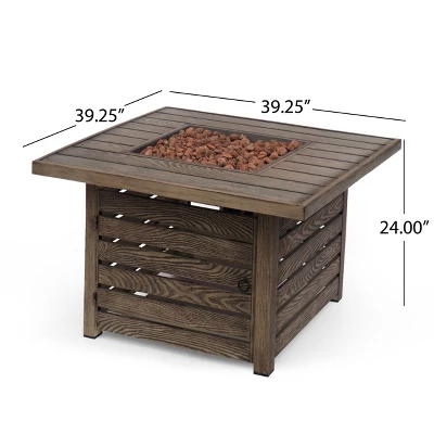 Elberton Outdoor Square Fire Pit - Brown - Christopher Knight Home