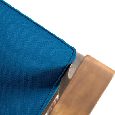 Perla 2pk Acacia Wood Club Chairs - Teak/Blue - Christopher Knight Home