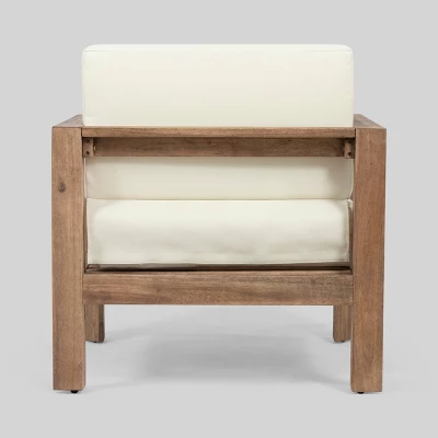 Genser 2pk Acacia Wood Club Chairs Brown/Beige - Christopher Knight Home