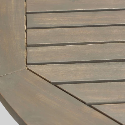 Avoca 5pc Acacia Wood and Wicker Dining Set - Gray - Christopher Knight Home