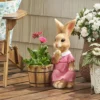 Christopher Knight Home 15" Wide Kuhrs Concrete Outdoor Novelty Rabbit Planter Brown/Pink