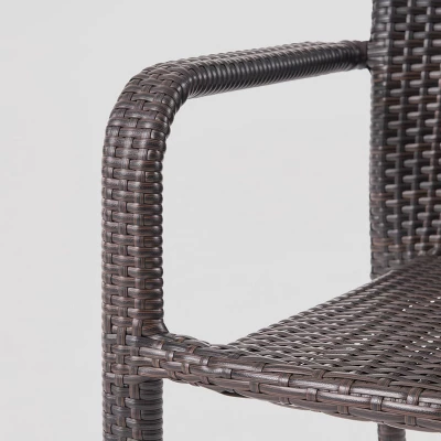 Newcastle 7pc Wood & Wicker Dining Set - Dark Brown - Christopher Knight Home