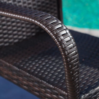 Lala 3pc Square Wicker Patio Bar Set - Brown - Christopher Knight Home