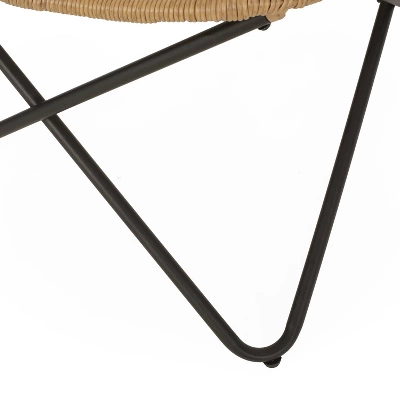 2pk Galtin Outdoor Iron/Wicker Accent Chairs Light Brown/Black - Christopher Knight Home