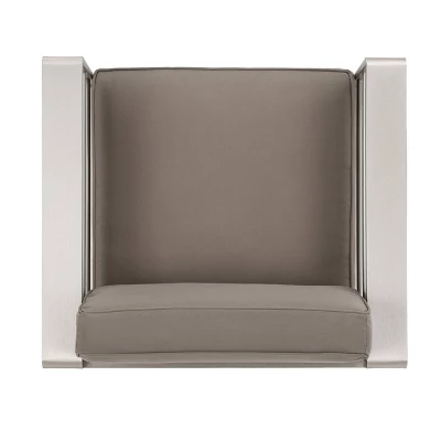 Cape Coral 5pc Outdoor 4 Seater Aluminum Chat Set with Fire Pit - Silver/Khaki - Christopher Knight Home